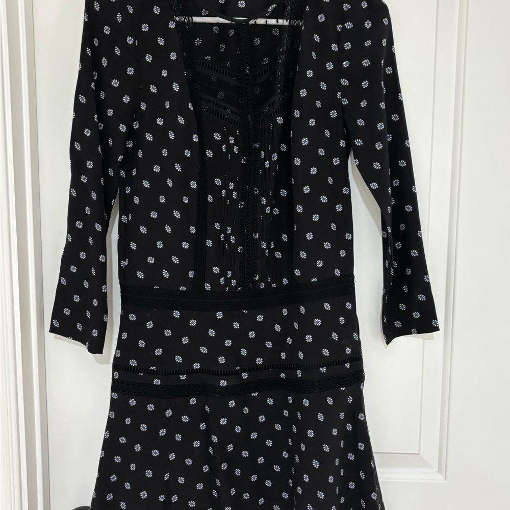 Veronica Beard Black and White Sheath Dress with Scoop Neck